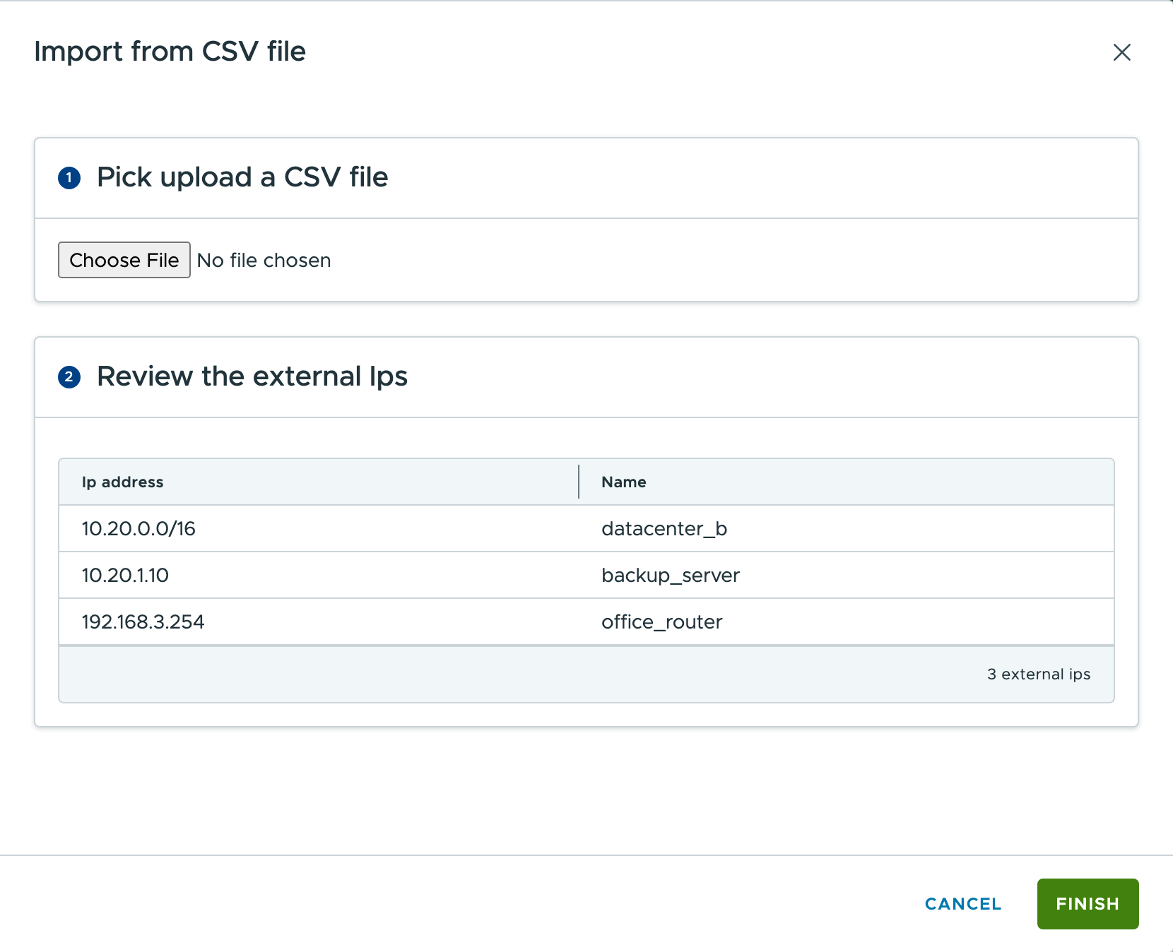 Import from a CSV file