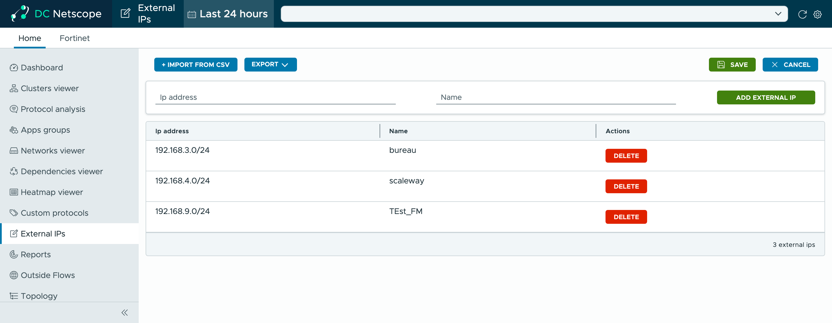 External IPs view