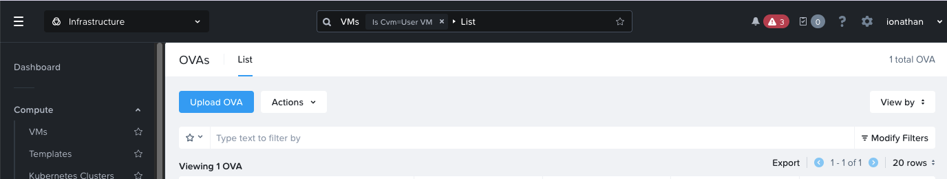 OVAs list in Prism Central