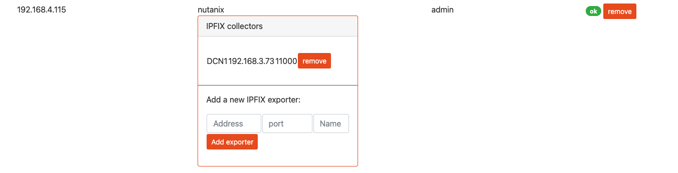 now the IPFIX export has been configured on the Nutanix infrastructure