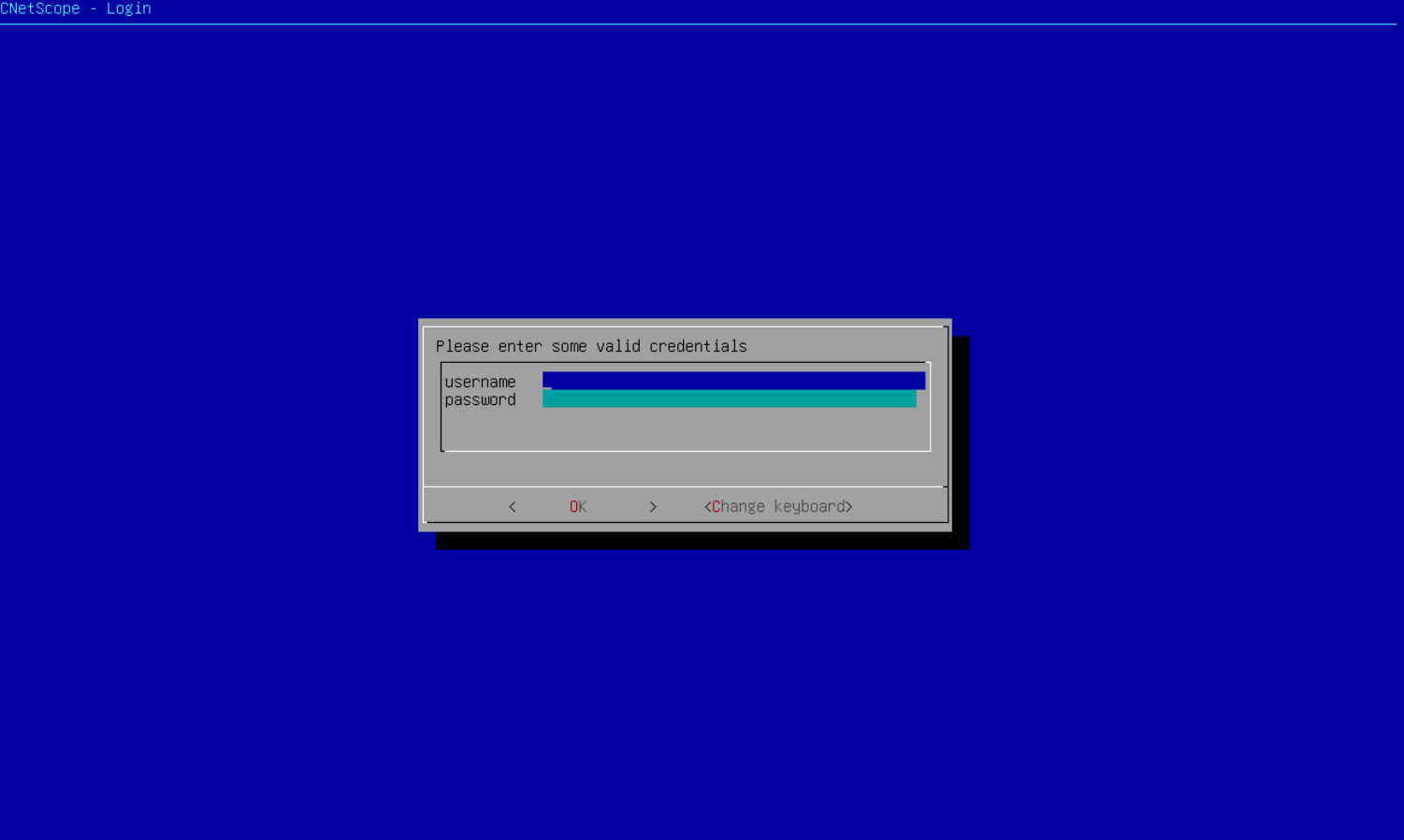 Console asking for credentials