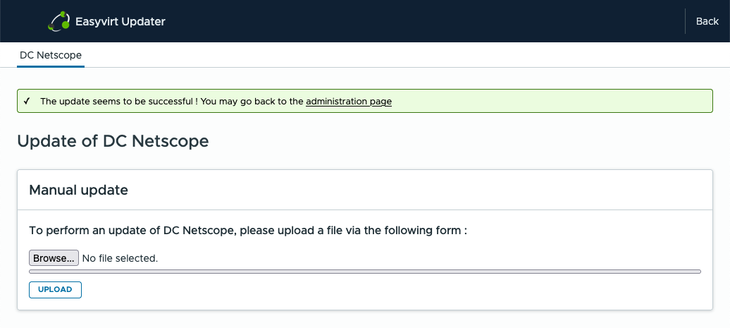 Select and upload the updater archive